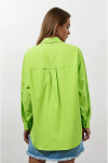 Kadın Fıstık Yeşili Oversize Uzun Basic Gömlek PLD22W-3118
