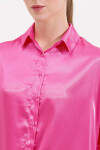 Kadın Fuşya Oversize Dökümlü Saten Yüzeyli Gömlek PLD23S-3115