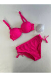 Kadın Fuşya Taş İşlemeli Astarlı Bikini Takım PLD25S-3016