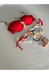Kadın Kırmızı Taş İşlemeli Astarlı Bikini Takım PLD25S-3018