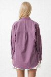 Kadın Koyu Lila Oversize Uzun Basic Gömlek PLD22W-3118