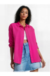 Kadın Koyu Pembe Oversize Uzun Basic Gömlek PLD22W-3118