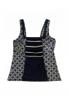 Kadın Lacivert Beyaz Desenli Şortlu Tankini PLD25S-3186