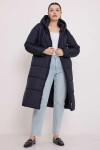 Kadın Lacivert Kapşonlu Uzun Oversize Şişme Mont PLD22W-3172