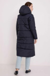 Kadın Lacivert Kapşonlu Uzun Oversize Şişme Mont PLD22W-3172