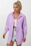 Kadın Lila Oversize Uzun Basic Gömlek PLD22W-3118