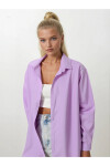 Kadın Lila Oversize Uzun Basic Gömlek PLD22W-3118
