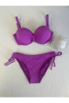 Kadın Lila Taş İşlemeli 3 Parça Bikini Takım PLD25S-3014