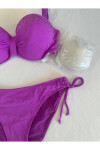 Kadın Lila Taş İşlemeli 3 Parça Bikini Takım PLD25S-3014