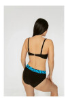 Kadın Mavi Siyah Desenli Astarlı Büyük Beden Bikini Takımı PLD25S-3009