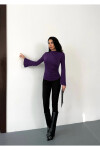 Kadın Mor Drape Detaylı İspanyol Kol Sany Bluz PLD25W-3047