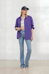 Kadın Mor Oversize Uzun Basic Gömlek PLD22W-3118