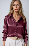 Kadın Mürdüm Hafif Dökümlü Saten Yüzeyli Gömlek Hzl22w-bd139641