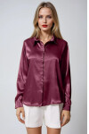 Kadın Mürdüm Hafif Dökümlü Saten Yüzeyli Gömlek Hzl22w-bd139641