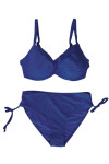 Kadın Saks Mavi Desenli Büyük Beden Astarlı Bikini Takım PLD25S-3022