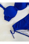 Kadın Saks Mavi Taş İşlemeli Astarlı Bikini Takım PLD25S-3016