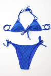 Kadın Saks Mavisi İp Bağlamalı Aksesuarlı Astarlı Yüksek Bel Üçgen Bikini Takım PLD24S-3032