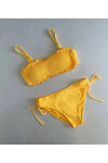 Kadın Sarı Büzgülü Astarlı Bikini Takım PLD25S-3015
