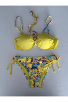 Kadın Sarı Taş İşlemeli Astarlı Bikini Takım PLD25S-3018