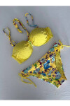 Kadın Sarı Taş İşlemeli Astarlı Bikini Takım PLD25S-3018