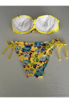 Kadın Sarı Taş İşlemeli Astarlı Bikini Takım PLD25S-3018