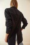 Kadın Siyah Arkası Düğmeli Boyfriend Poplin Gömlek PLD22S-3131