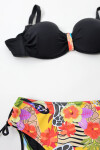 Kadın Siyah Çok Renkli Desenli Astarlı Üçgen Bikini Takım PLD24S-3029