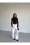 Kadın Siyah Dalgıç Kumaş Fermuar Kapamalı Parmak Geçirmeli Sweatshirt PLD25W-3184