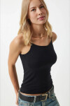 Kadın Siyah İp Askılı Örme Body Bluz PLD24S-3064