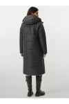 Kadın Siyah Kapşonlu Uzun Oversize Şişme Mont PLD22W-3172