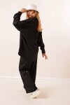 Kadın Siyah Oversize Alt-Üst İkili Örme Takım PLD23W-3001