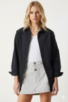Kadın Siyah Oversize Uzun Basic Gömlek PLD22W-3118