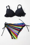 Kadın Siyah Renk Desenli Astarlı Üçgen Bikini Takım PLD24S-3030
