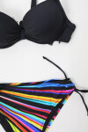Kadın Siyah Renk Desenli Astarlı Üçgen Bikini Takım PLD24S-3030