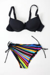 Kadın Siyah Renk Desenli Astarlı Üçgen Bikini Takım PLD24S-3030