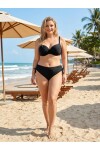 Kadın Siyah Taş İşlemeli Astarlı Büyük Beden Bikini Takımı PLD25S-3010