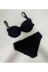 Kadın Siyah Taş İşlemeli Astarlı Büyük Beden Bikini Takımı PLD25S-3019