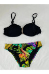 Kadın Siyah Taş İşlemeli Toka Aksesuarlı Astarlı Bikini Takım PLD25S-3018