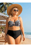 Kadın Siyah Taş İşlemeli Toka Aksesuarlı Bikini Takım PLD25S-3024