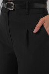 Kadın Siyah Yüksek Bel Kemerli Kumaş Pantolon PLD25S-3179
