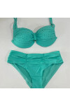 Kadın Turkuaz Taş İşlemeli Astarlı Büyük Beden Bikini Takımı PLD25S-3019