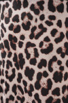 Kadın Vizon Leopar Desenli Saten Yüzeyli Beli Lastikli Midi Boy Etek PLD23S-3109