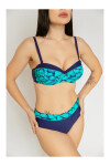 Kadın Yeşil Lacivert Desenli Astarlı Büyük Beden Bikini Takımı PLD25S-3009