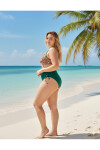 Kadın Zümrüt Yeşil Etnik Desen Büyük Beden Bikini Takım PLD25S-3012