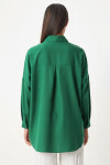 Kadın Zümrüt Yeşili Oversize Uzun Basic Gömlek PLD22W-3118