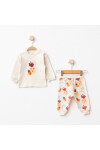 Kız Bebek Ananas Desenli Sweatshirt Pantolon T-shirt 3 lü Alt Üst Bebek Takımı 3Ay - 36Ay
