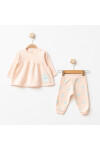 Kız Bebek Animal Desenli % 100 Pamuk Sweatshirt Pantolon 2  li Alt Üst Bebek Takımı 3 Ay-36 Ay