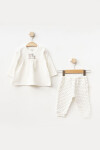 Kız Bebek Tavşan Nakışlı Sweatshirt Pantolon 2  li Alt Üst Bebek Takımı 3 Ay - 18 Ay