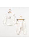 Kız Bebek Tavşan Nakışlı Sweatshirt Pantolon T-shirt 3 lü Alt Üst Bebek Takımı 3 Ay-36 Ay