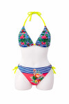 Kız Çocuk Mavi Pembe Flamingo Glow Desenli 6-14 Yaş Üçgen Bikini Takım PLD26S-3002